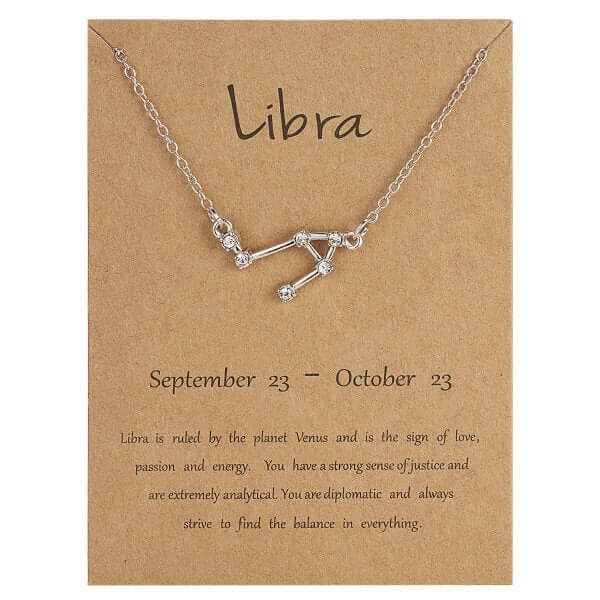 Peris Gems  Libra / Silver Color 12 Constellation Zodiac Sign Necklace SHEIN Amazon Temu