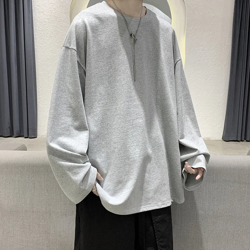 Peris Gems  Light Grey / S 100% Cotton Sweatshirt for Men: Harajuku Plain Streetwear SHEIN Amazon Temu