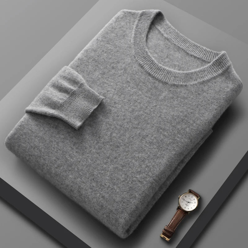 Peris Gems  Light Grey / S 100% Pure Merino Wool Cashmere Sweater for Men: Fashionable Round Neck Top 100% Pure Merino Wool Cashmere Sweater for Men: Round Neck SHEIN Amazon Temu