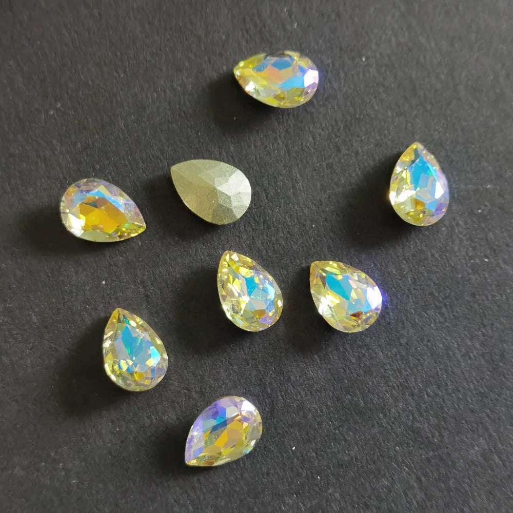 Peris Gems Light of heaven 10pcs 6x8mm Pear Glitter Crystal Nail Charms Rhinestone Colorful 3D Jewelry Making Beads DIY Nail Art Accessories SHEIN Amazon Temu