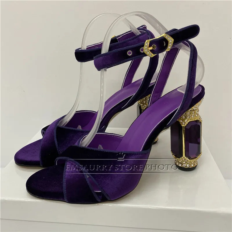 Peris Gems  Luxurious Velvet Diamond High Heel Shoes for Women SHEIN Amazon Temu