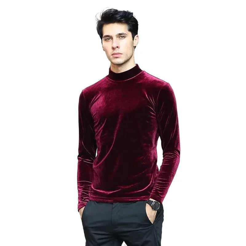 Peris Gems  Luxurious Velvet Turtleneck Sweatshirt for Men SHEIN Amazon Temu