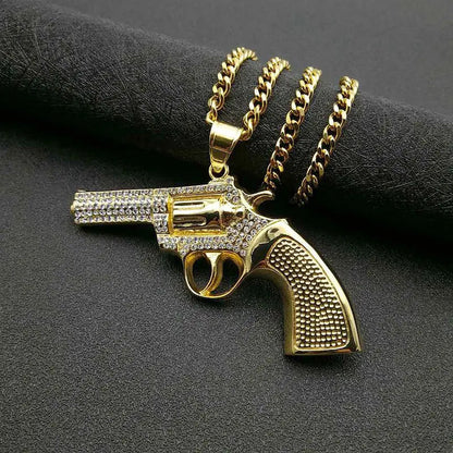Peris Gems  Micro Paved Diamond Revolver Gun necklace for Men SHEIN Amazon Temu