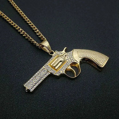 Peris Gems  Micro Paved Diamond Revolver Gun necklace for Men SHEIN Amazon Temu