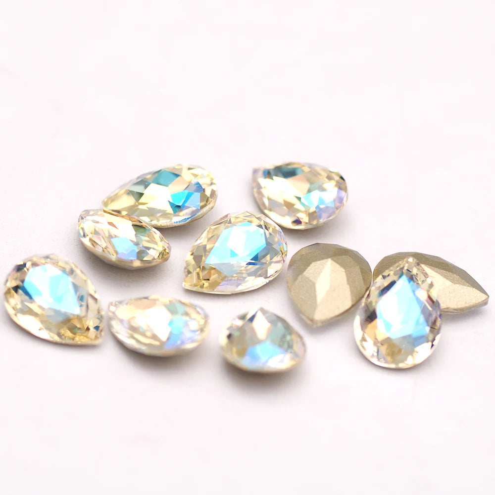 Peris Gems Moonlight 10pcs 6x8mm Pear Glitter Crystal Nail Charms Rhinestone Colorful 3D Jewelry Making Beads DIY Nail Art Accessories SHEIN Amazon Temu