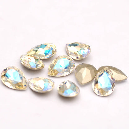 Peris Gems Moonlight 10pcs 6x8mm Pear Glitter Crystal Nail Charms Rhinestone Colorful 3D Jewelry Making Beads DIY Nail Art Accessories SHEIN Amazon Temu