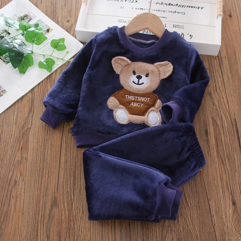 Peris Gems  Navy blue / 3T Kids 2pc Light Brown Teddy Bear Sweatshirt and Pants Set SHEIN Amazon Temu