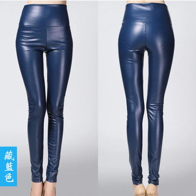 Peris Gems  navy / S Warm High Waisted Stretchy Pencil PU Leather Leggings for Women Warm High Waist Stretchy PU Leather Leggings for Women SHEIN Amazon Temu