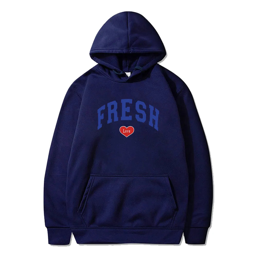 Peris Gems  navy / XXS Fresh Love Heart Print Streetwear Hoodies Unisex SHEIN Amazon Temu