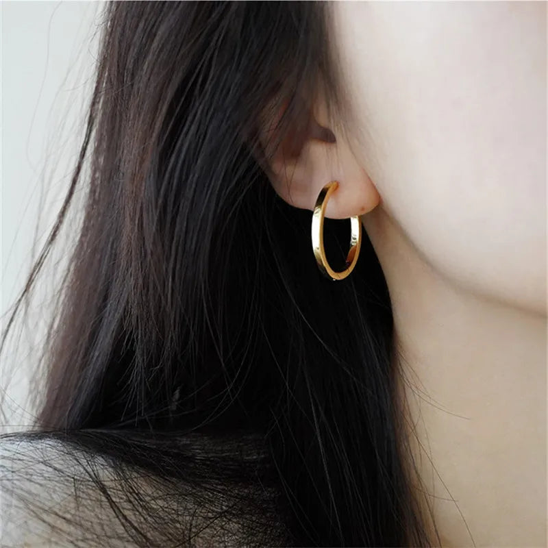 Peris Gems New Classic Stainless Steel Hoop Earrings For Women Fashion Korean y2k Jewelry Temperament Girl&
