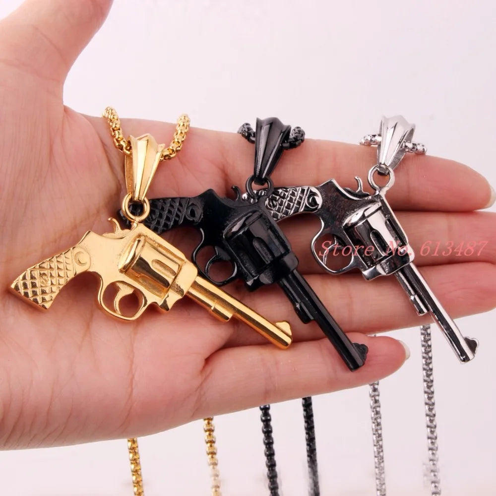Peris Gems  Old School Style Revolver Gun Necklace Unisex SHEIN Amazon Temu