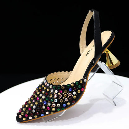Peris Gems  Only shoes Black / 37 Full Diamond 2pc High Heels and Matching Purse Set SHEIN Amazon Temu