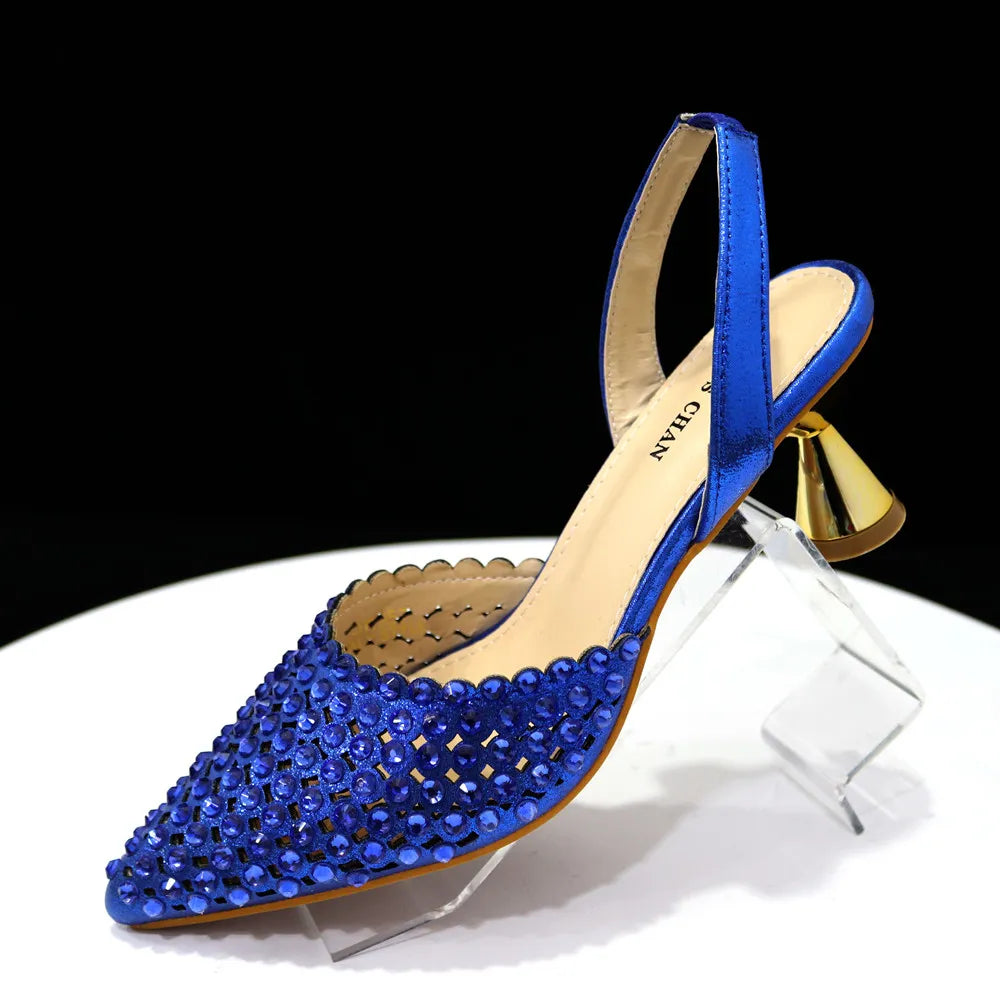 Peris Gems  Only shoes Blue / 37 Full Diamond 2pc High Heels and Matching Purse Set SHEIN Amazon Temu