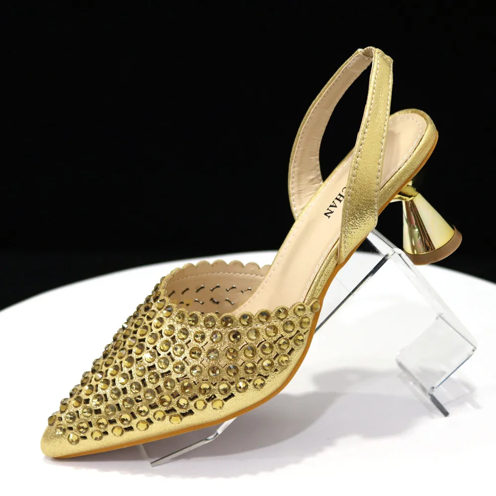 Peris Gems  Only shoes gold / 37 Full Diamond 2pc High Heels and Matching Purse Set SHEIN Amazon Temu