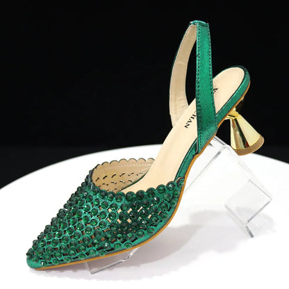 Peris Gems  Only shoes Green / 37 Full Diamond 2pc High Heels and Matching Purse Set SHEIN Amazon Temu