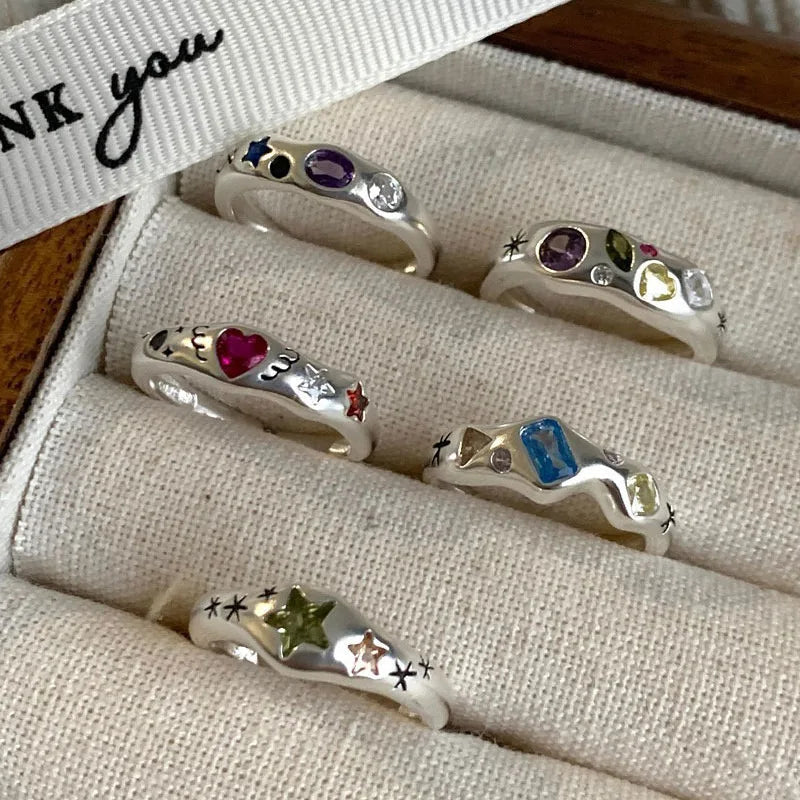 Peris Gems  Open Colorful Diamond Heart Rings for Women SHEIN Amazon Temu