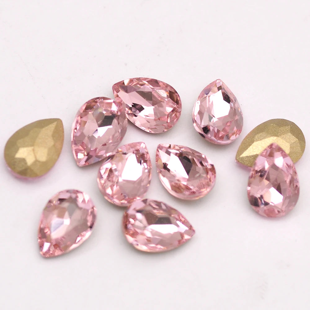 Peris Gems Pink 10pcs 6x8mm Pear Glitter Crystal Nail Charms Rhinestone Colorful 3D Jewelry Making Beads DIY Nail Art Accessories SHEIN Amazon Temu