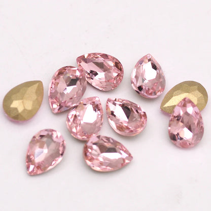 Peris Gems Pink 10pcs 6x8mm Pear Glitter Crystal Nail Charms Rhinestone Colorful 3D Jewelry Making Beads DIY Nail Art Accessories SHEIN Amazon Temu
