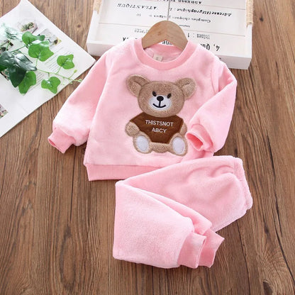 Peris Gems  Pink / 3T Kids 2pc Light Brown Teddy Bear Sweatshirt and Pants Set SHEIN Amazon Temu