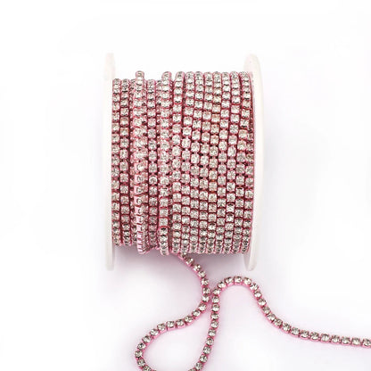 Peris Gems Pink-Clear / SS6--10Yards 10 Yards Glass crystal Strass Rhinestone Cup Chain Sew On Diamond Glue-On Close Chains Glitter Trim Cup Chain sew on Garment G12 SHEIN Amazon Temu