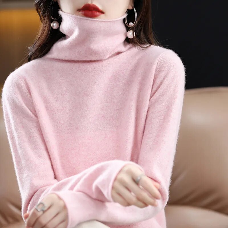 Peris Gems  Pink / S Pure 100% Wool Autumn Winter Cashmere Sweaters for Women SHEIN Amazon Temu