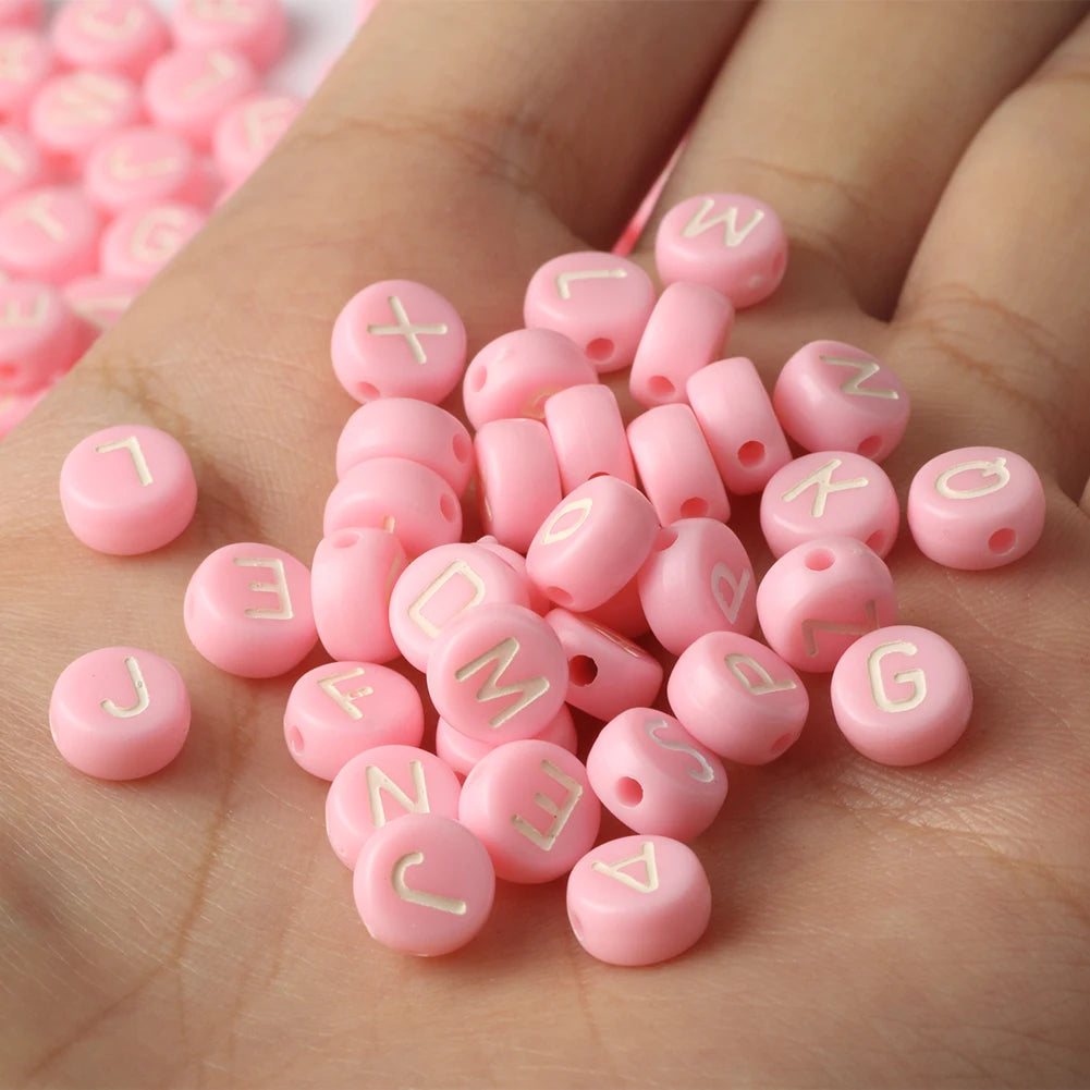 Peris Gems pink white / 100pcs 100/200pcs Letter Beads White Black Round Gold Silver Color Acrylic Alphabet Beads for Jewelry Bracelet Necklace Key Chain DIY SHEIN Amazon Temu