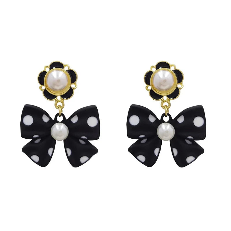 Peris Gems  Polka Dot Bowtie Pearl Dangle Earrings for Women SHEIN Amazon Temu