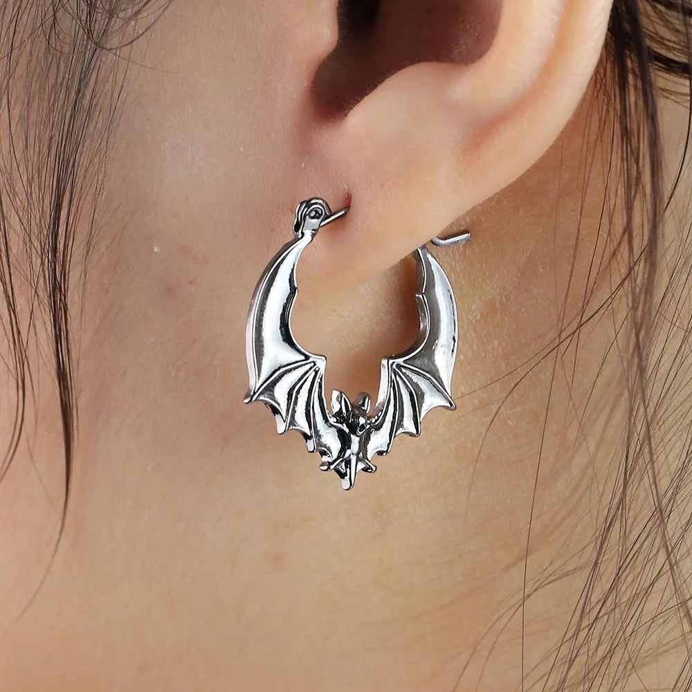 Peris Gems  Punk Silver Dangling Hoop Bat Earrings for Women SHEIN Amazon Temu