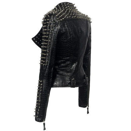 Peris Gems  Punk Style Spiked Collar PU Leather Jacket for Women SHEIN Amazon Temu