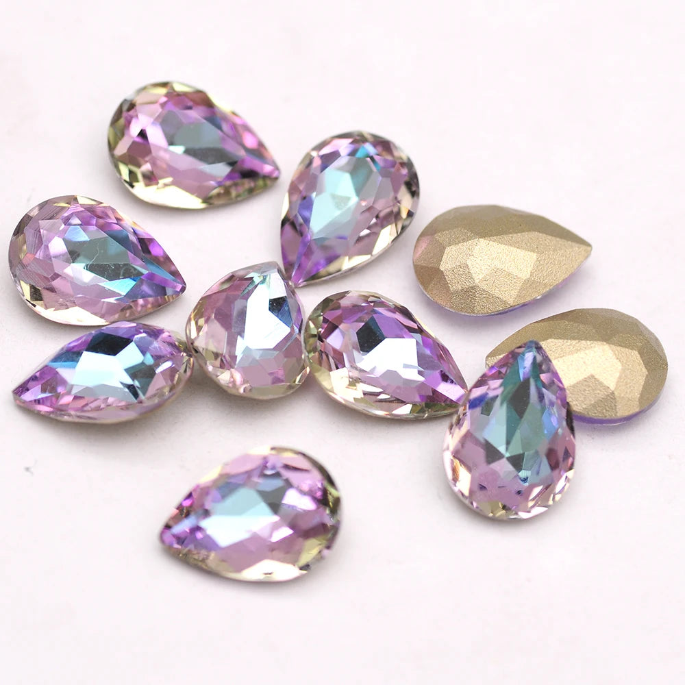 Peris Gems Purple 10pcs 6x8mm Pear Glitter Crystal Nail Charms Rhinestone Colorful 3D Jewelry Making Beads DIY Nail Art Accessories SHEIN Amazon Temu