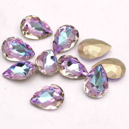 Peris Gems Purple 10pcs 6x8mm Pear Glitter Crystal Nail Charms Rhinestone Colorful 3D Jewelry Making Beads DIY Nail Art Accessories SHEIN Amazon Temu