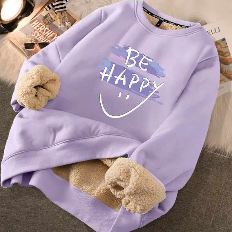 Peris Gems PURPLE / L EVNISI Autumn Winter Women Lambswool Thicken Thermal Sweatshirts Printed Cute Fleece Warm Hoodies Women Casual Loose Sweatshirts SHEIN Amazon Temu