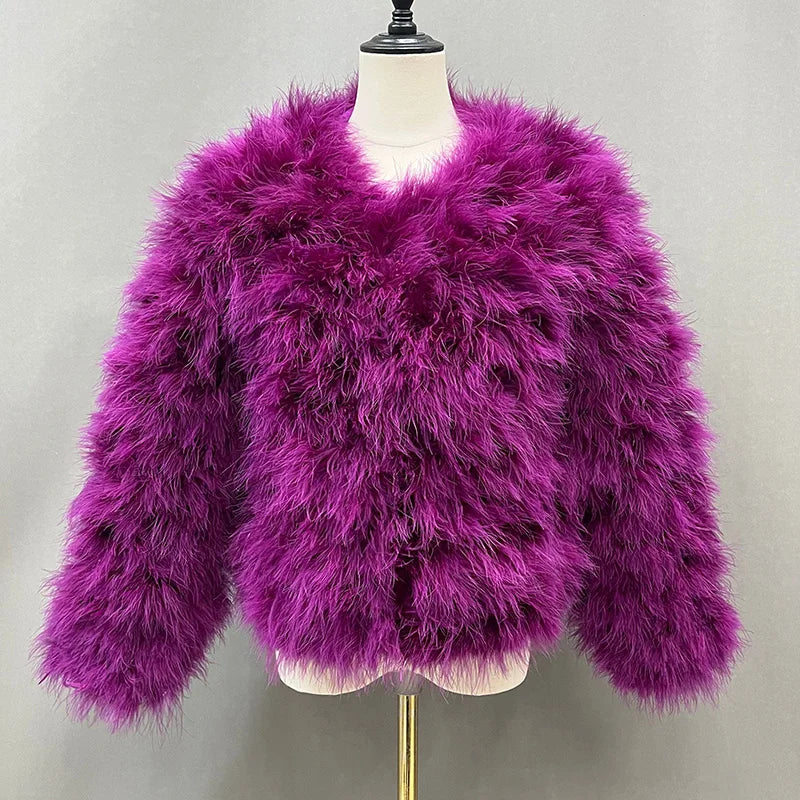Peris Gems  Purple Red / XS Coat Bust 88cm Thick Fluffy Feather Winter Coat Jackets for Women SHEIN Amazon Temu