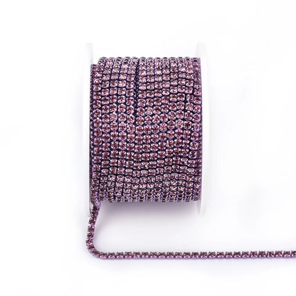 Peris Gems Purple Velvet / SS6--10Yards 10 Yards Glass crystal Strass Rhinestone Cup Chain Sew On Diamond Glue-On Close Chains Glitter Trim Cup Chain sew on Garment G12 SHEIN Amazon Temu