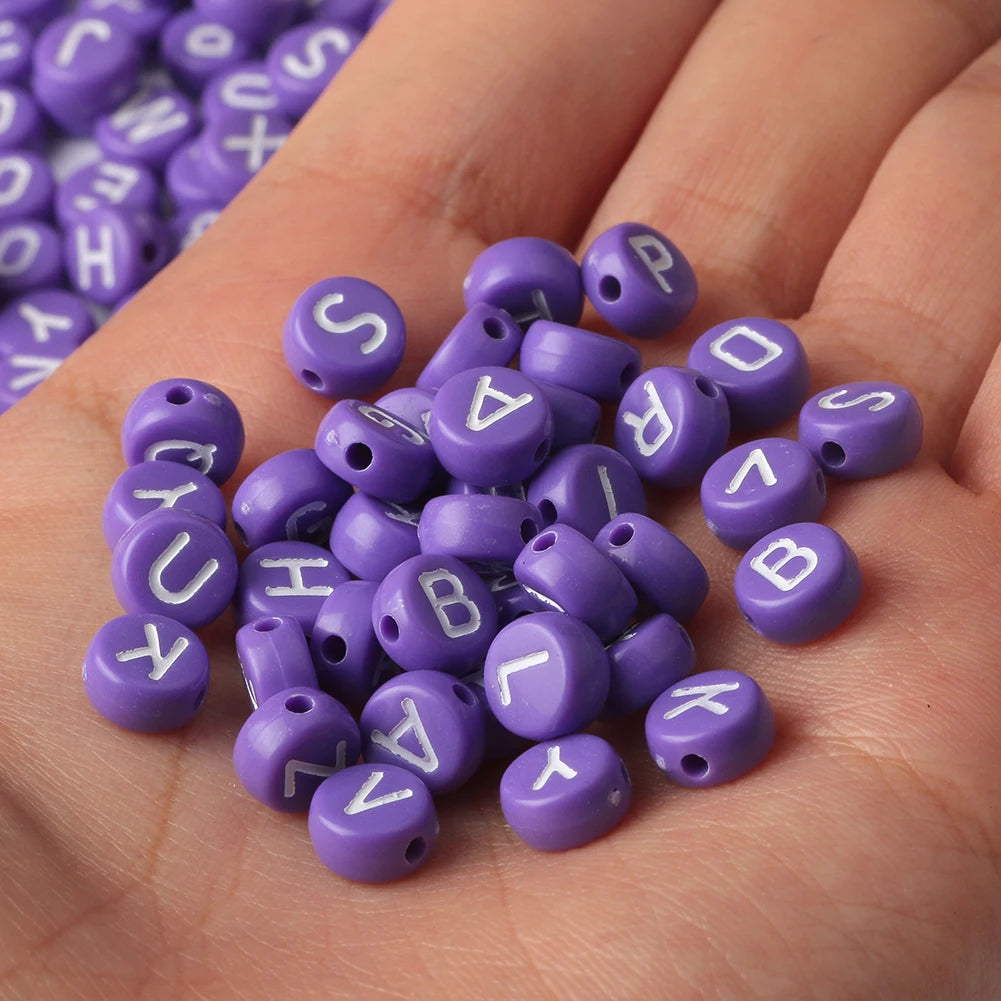 Peris Gems purple white / 100pcs 100/200pcs Letter Beads White Black Round Gold Silver Color Acrylic Alphabet Beads for Jewelry Bracelet Necklace Key Chain DIY SHEIN Amazon Temu