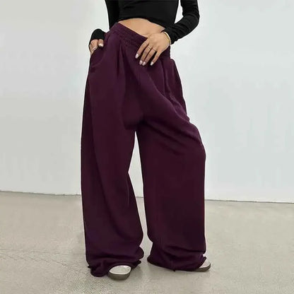 Peris Gems PURPLE / XL 100% Cotton Loose Wide Leg Pants Women Fall Fashion Japanese High Waist Drawstring Casual Sweatpants Y2K Hip Hop Streetwear New SHEIN Amazon Temu