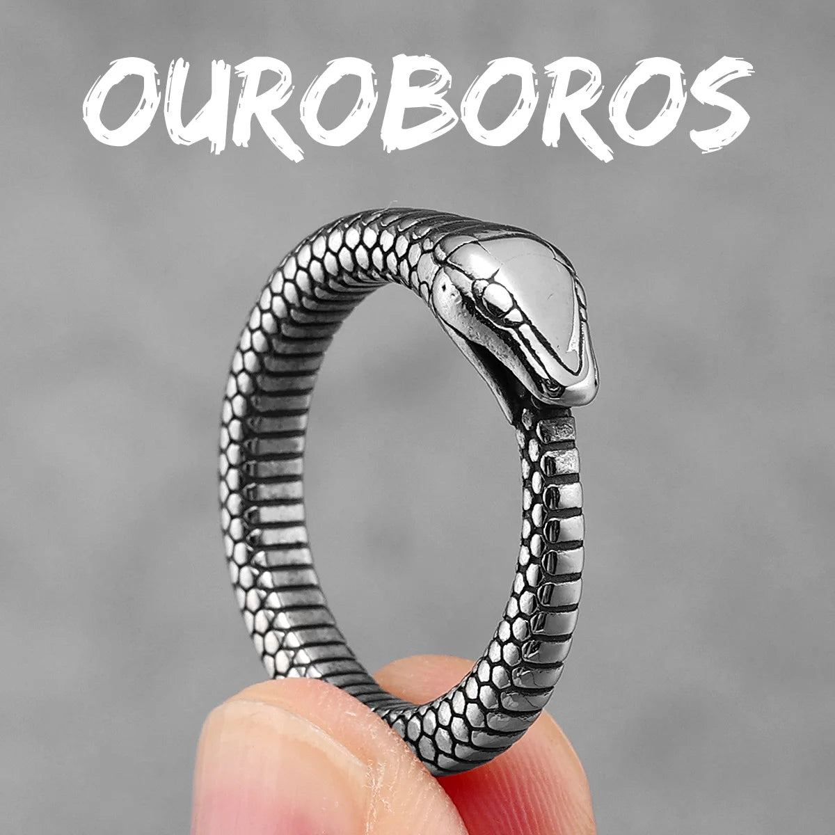 Peris Gems  R1073-Ouroboros / 8 Cobra Snake Stainless Steel Rings Collection Unisex SHEIN Amazon Temu