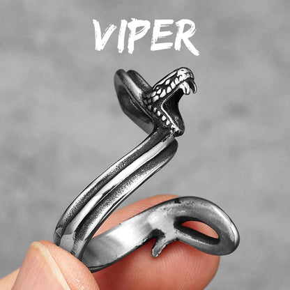 Peris Gems  R1078-Viper / 8 Cobra Snake Stainless Steel Rings Collection Unisex SHEIN Amazon Temu