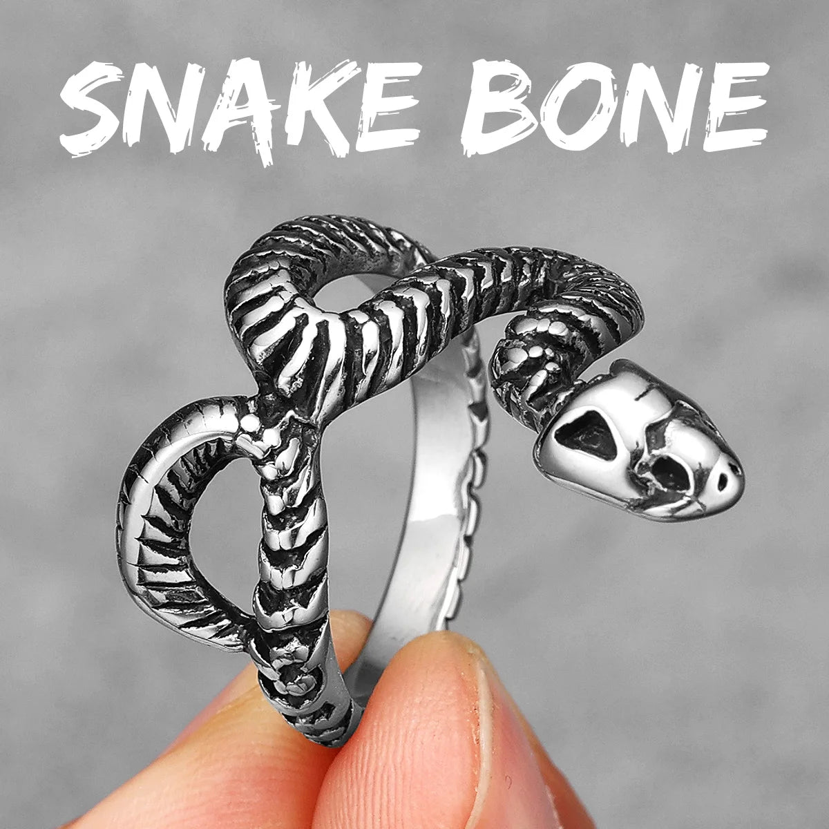 Peris Gems  R1080-Snake Bone / 8 Cobra Snake Stainless Steel Rings Collection Unisex SHEIN Amazon Temu