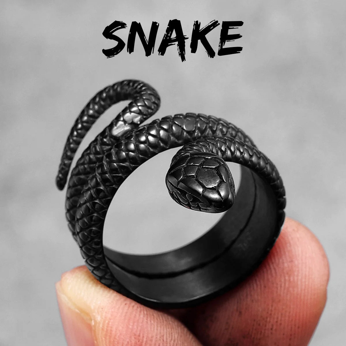 Peris Gems  R592-Black / 8 Cobra Snake Stainless Steel Rings Collection Unisex SHEIN Amazon Temu