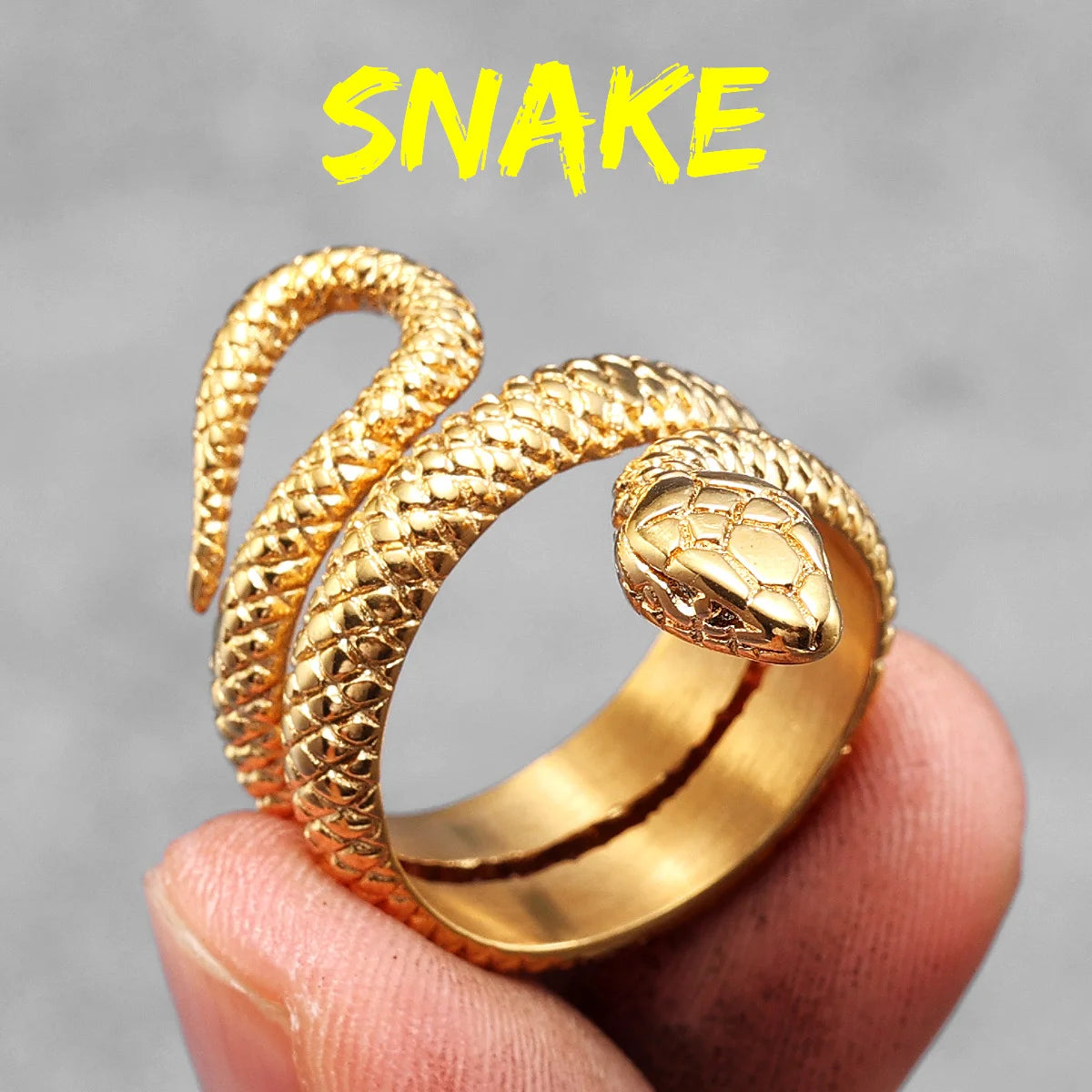 Peris Gems  R592-Gold / 8 Cobra Snake Stainless Steel Rings Collection Unisex SHEIN Amazon Temu