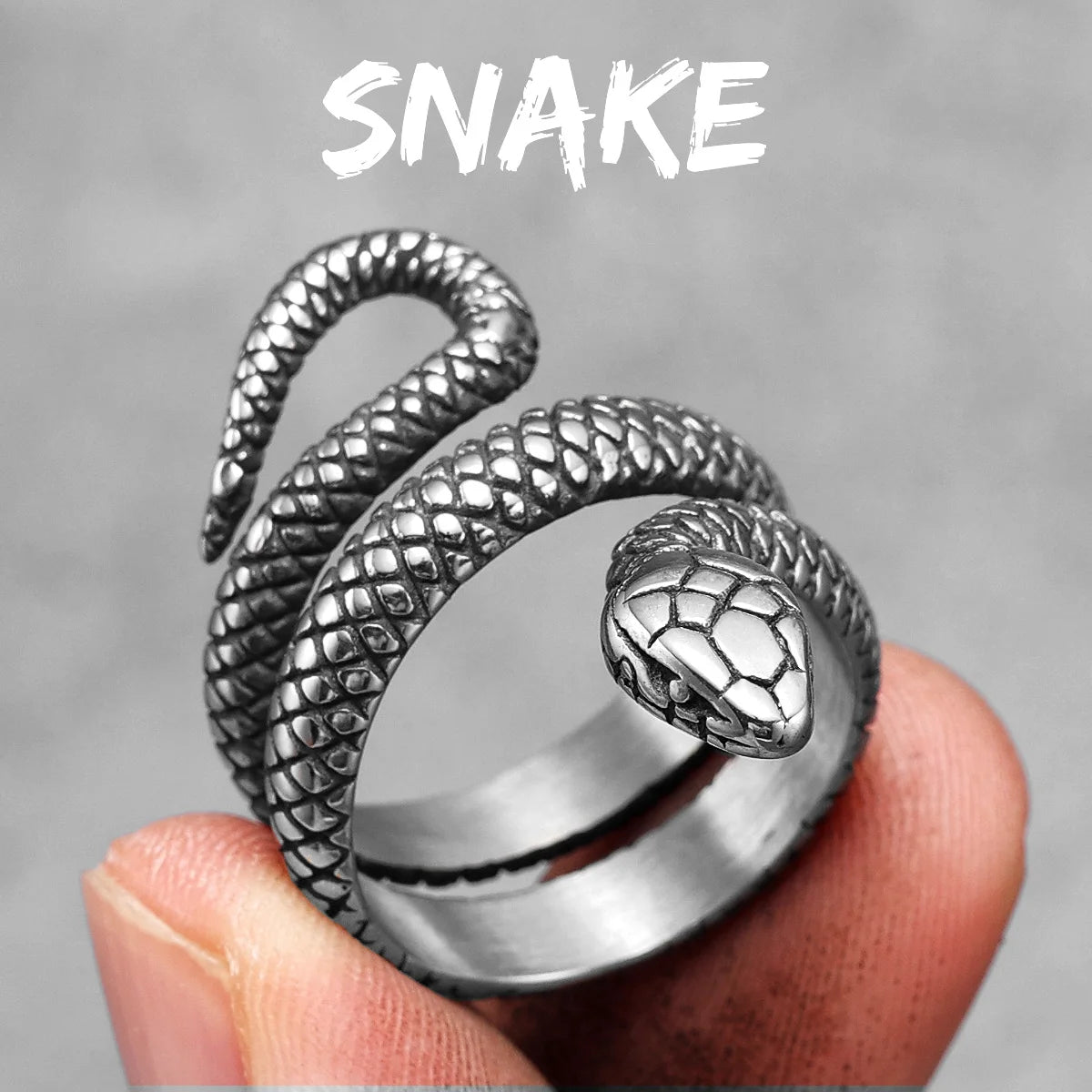 Peris Gems  R592-Silver / 8 Cobra Snake Stainless Steel Rings Collection Unisex SHEIN Amazon Temu