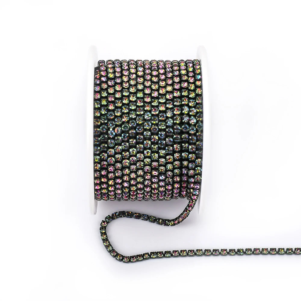 Peris Gems Rainbow / SS6--10Yards 10 Yards Glass crystal Strass Rhinestone Cup Chain Sew On Diamond Glue-On Close Chains Glitter Trim Cup Chain sew on Garment G12 SHEIN Amazon Temu