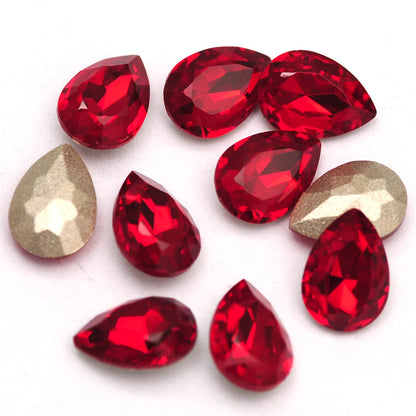 Peris Gems Red 10pcs 6x8mm Pear Glitter Crystal Nail Charms Rhinestone Colorful 3D Jewelry Making Beads DIY Nail Art Accessories SHEIN Amazon Temu