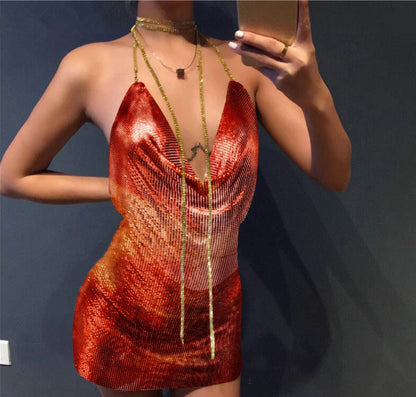 Peris Gems  Red / S Backless Sequin Night Dress for Women | Glittery Dress SHEIN Amazon Temu