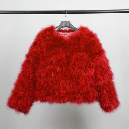 Peris Gems  Red / XS Coat Bust 88cm Thick Fluffy Feather Winter Coat Jackets for Women SHEIN Amazon Temu