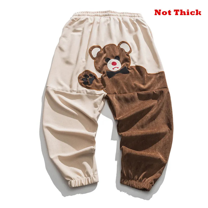 Peris Gems  Regular Beige / M Teddy Bear Embroidered Fleece Sweatpants for Men SHEIN Amazon Temu