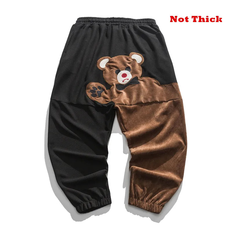 Peris Gems  Regular Black / XXL Teddy Bear Embroidered Fleece Sweatpants for Men SHEIN Amazon Temu