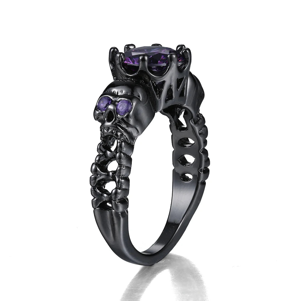 Peris Gems  Retro Gothic Skull Purple Diamond Rings Unisex SHEIN Amazon Temu