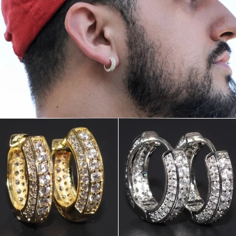 Peris Gems  Rock Biker Style Iced Diamond Hoop Huggie Earrings for Men SHEIN Amazon Temu